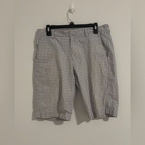 J.Crew Mens Gingham Chino Shorts Gray White Check 100% Cotton Sz 34 Preppy Golf